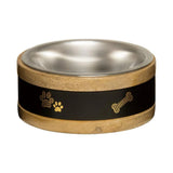 Loving Pets Black Label Wooden Ring Dog Bowl & Holder 1ea