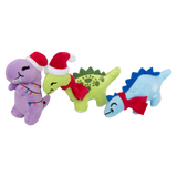 Snugarooz Christmas Dinosaur Dog Toys 3-Pack – Plush Squeaky Holiday Set