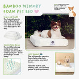 PETIQUE Bamboo Orthopedic Memory Foam Pet Bed - Small/Medium/Large, Sustainable, Non-Toxic, Hypoallergenic, for Dogs/Cats/Other Animals
