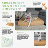 Bamboo Memory Foam Pet Bed WITH HEMP COVER
