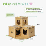 Feline Fortress Cat House: Eco-Friendly, Cat-Shaped Entrances, Fish-Shaped Handles, 7 Reversible Scratchboards, Lightweight, Easy Assembly, Sustainable, Compostable, SUPPORTS UP TO 30LBS
