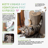 Kitty Corner Cat Scratching Post (2 Pieces): Eco-Friendly, Sustainable, Compostable, Non-Toxic, Double Stick Foam Tape Included, Durable Cardboard, Patented, for Cats