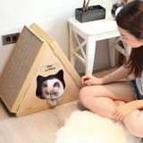 Tippy Peak Eco Pet House: 3 Double-Sided Scratch Boards, 100% Eco-Friendly, Non-Toxic, Sturdy, Easy to Build, Sustainable, Safe if Ingested, No Formaldehyde, Biodegradable, Compostable, for Cats, Bunnies & Small Animals