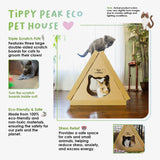 Tippy Peak Eco Pet House: 3 Double-Sided Scratch Boards, 100% Eco-Friendly, Non-Toxic, Sturdy, Easy to Build, Sustainable, Safe if Ingested, No Formaldehyde, Biodegradable, Compostable, for Cats, Bunnies & Small Animals